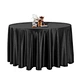 Black 132"Round Wholesale Manufacture Shiny Satin Table Cloths for Weddings Decorations